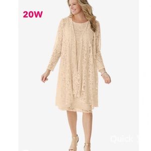 20W - New 2 pc Woman Within Lace Jacket Dress